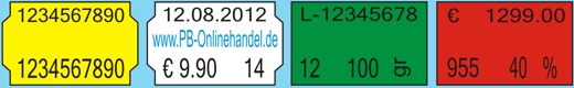 Etikettenbeispiele für Preisauszeichner Uno C20