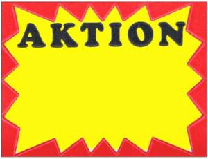Rechteckige Preisetiketten mit schwarzem "AKTION"-Druck | Farbe: Leuchtgelb/Rot | 37x28 mm preisetiketten-rechteckig-37x28mm-leuchtgelb-rot-druck-schwarz-aktion