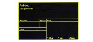 Obstschild oder Gemüseschild "Anbau" | Farbe: Schwarz/Gelb | 125x70mm obstschild-gemueseschild-schwarz-gelb-125x70mm-anbau