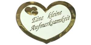 Weiße Herzetiketten mit Druck in Glanzgold: "Eine kleine Aufmerksamkeit" | 32x24mm herzetiketten-32x24mm-weiss-mit-druck-in-glanzgold-eine-kleine-aufmerksamkeit