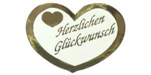 Weiße Herzetiketten (32x24mm) mit Druck in Glanzgold "Herzlichen Glückwunsch" herzetiketten-32x24mm-weiss-mit-druck-in-glanzgold-herzlichen-glueckwunsch