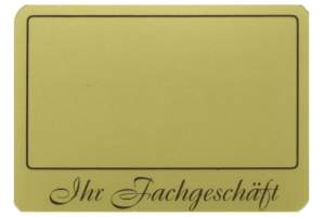 Preisschild aus Kunststoff | braun auf gold: Ihr Fachgeschäft | 105x75 mm preisschild-aus-kunststoff-gold-braun-ihr-fachgeschaeft-105x75mm