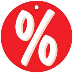 Rote Aktionsetiketten mit weißem Prozent | 50 mm | rund | beidseitig bedruckt aktionsetiketten-rot-weiss-prozent-50mm-rund-beidseitig-bedruckt