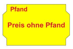 Leuchtgelbe Preisetiketten (26x16mm) "Pfand" | "Preis ohne Pfand" | permanent preisetiketten-26x16mm-leuchtgelb-pfand-preis-ohne-pfand-permanent