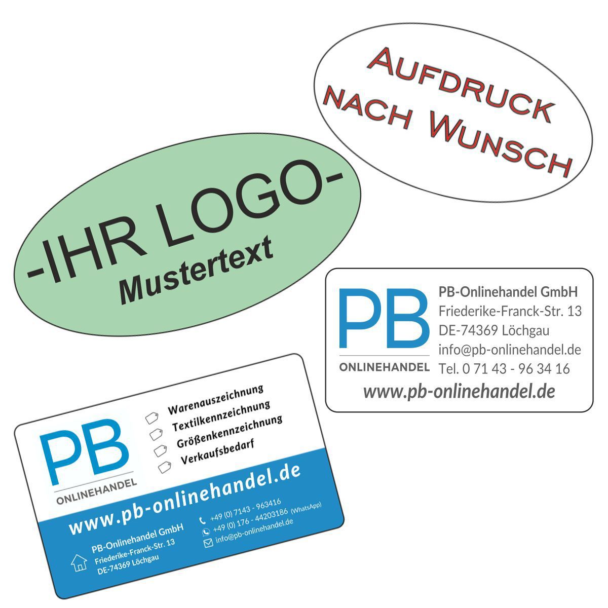 Werbeetiketten von PB-Onlinehandel