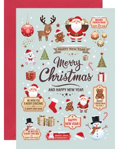 10x Mini- Grußkarte Weihnachten – Christmas, Umschlagfarbe Rot