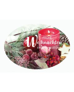 Etiketten oval Weihnachten rote Kerze