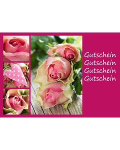 Gutscheinkarte pinke Rosen