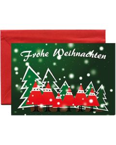 10x Mini- Grußkarte Weihnachten – Nikoläuse, Umschlagfarbe Rot