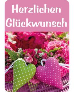 Etiketten Herzen ''Herzlichen Glückwunsch''