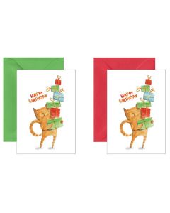 10x Mini- Grußkarte Katze, verschiedene Umschlagfarben