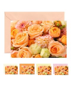 10x Mini- Grußkarte Pastell- Rosen, verschiedene Umschlagfarben
