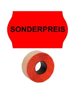 Preisetiketten 26x16mm leuchtrot "Sonderpreis" Druck mittig permanent