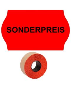 Preisetiketten 32x19mm leuchtrot Druck MITTIG "Sonderpreis" permanent