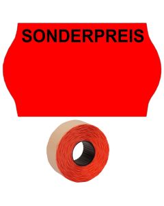 Preisetiketten 32x19mm leuchtrot Druck OBEN "Sonderpreis" permanent