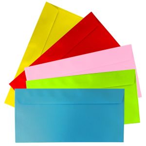 20 Farbige Briefumschläge DIN lang (Kuvert)