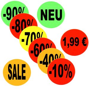 Hochwertige Neon-Etiketten auf Rolle 32mm rund