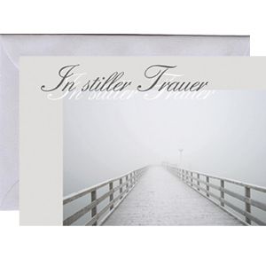 10x Mini- Trauerkarte  Steg, Umschlagfarbe Grau