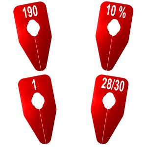 Größentrenner für Rundrohr und Ovalrohr rot, Prägung weiß SONDERDRUCK