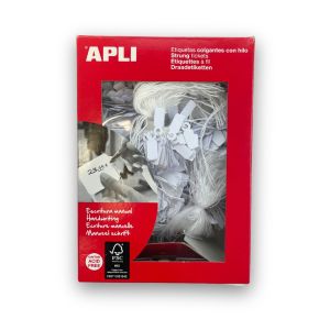 1.000 Hängeetiketten mit Faden Karton 9x24 mm weiss