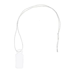 100 Hängeetiketten mit Faden Karton 7x19 mm Weiß