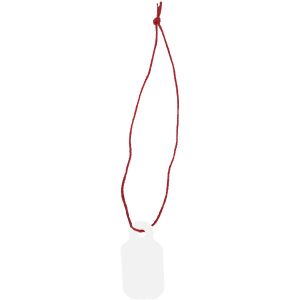 1.000 Hängeetiketten mit Faden Karton 11x21 mm weiss roter Faden