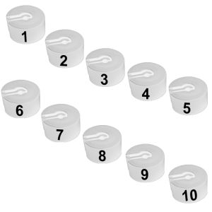 Größenringe für Kleiderbügel weiß, Prägung schwarz fortlaufend nummeriert