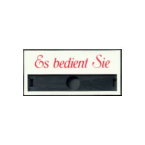 Namensschild 70x32mm weiß "Es bedient Sie" mit Nadel oder Magnet