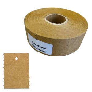 Kartonetiketten auf Rolle brauner Umweltkarton / Kraftpapier
