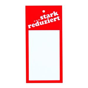 Karton-Etiketten EINZELN GESCHNITTEN 40x85mm "Stark Reduziert"