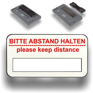  Magnet-Namensschild 72x38mm Aluminium "BITTE ABSTAND HALTEN" weiss