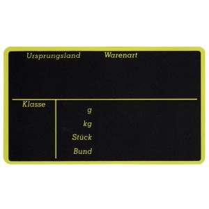 Obstschild Gemüseschild schwarz-gelb 185x110mm "Ursprungsland"