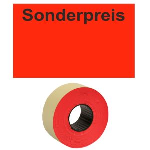 Preisetiketten rechteckig 26x16mm leuchtrot "Sonderpreis" Druck oben permanent