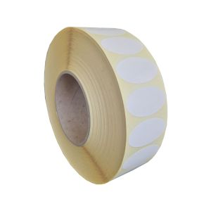 Rollenhaftetiketten 45x24 mm, oval weiss glänzend