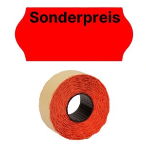 Preisetiketten 26x12mm leuchtrot "Sonderpreis" permanent