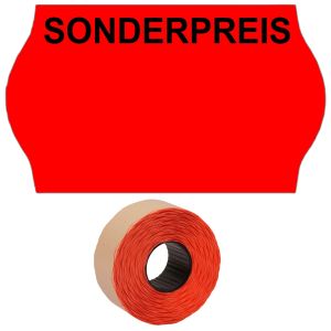 Preisetiketten 32x19mm leuchtrot Druck OBEN "Sonderpreis" permanent