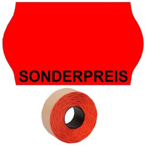 Preisetiketten 32x19mm leuchtrot Druck UNTEN "Sonderpreis" permanent