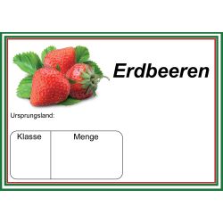 Laminierte Schilder für Obst und Gemüse, DIN A6, „Erdbeeren“