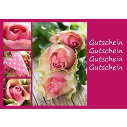 Gutscheinkarte pinke Rosen