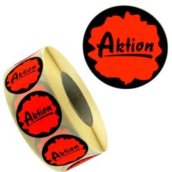 Aktionsetiketten leuchtrot permanent 32mm rund "Aktion"