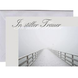 10x Mini- Trauerkarte  Steg, Umschlagfarbe Grau