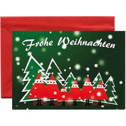 10x Mini- Grußkarte Weihnachten – Nikoläuse, Umschlagfarbe Rot