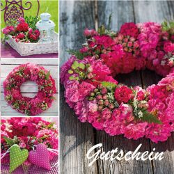 Gutschein-Klappkarte "Kranz mit Rosen"