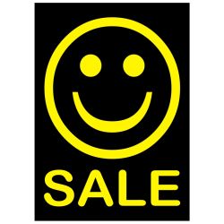 Plakat DIN A4  schwarz Druck gelb  "SALE Smiley"