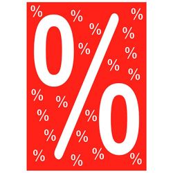 Plakat DIN A4  rot Druck weiß  "% % %"  Prozente