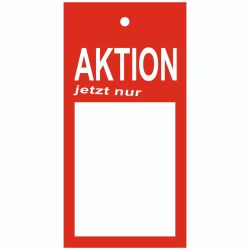 Karton-Etiketten EINZELN GESCHNITTEN 40x85mm "AKTION Jetzt nur"