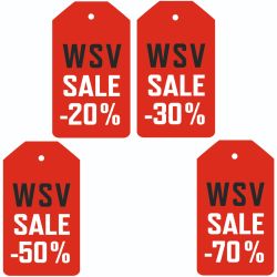 Kartonetiketten EINZELN 40x70mm rot "WSV Sale % "