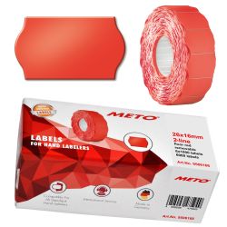 Etiketten für Preisauszeichner 26x16 mm leuchtrot. Etikettenrollen / Rollen. Passend für viele Auszeichnermodelle von Jolly Meto Blitz Tovel Uno Avery Smart etc.