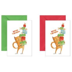 10x Mini- Grußkarte Katze, verschiedene Umschlagfarben