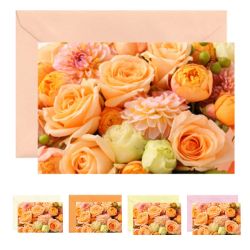 10x Mini- Grußkarte Pastell- Rosen, verschiedene Umschlagfarben